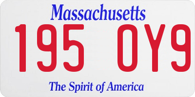 MA license plate 195OY9