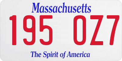 MA license plate 195OZ7