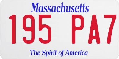 MA license plate 195PA7