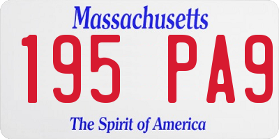 MA license plate 195PA9