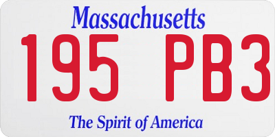 MA license plate 195PB3