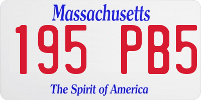 MA license plate 195PB5