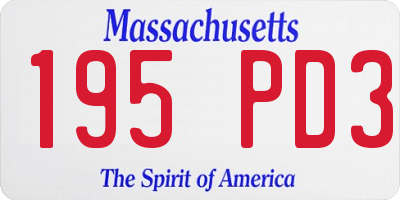 MA license plate 195PD3