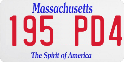 MA license plate 195PD4