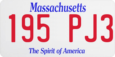 MA license plate 195PJ3