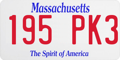 MA license plate 195PK3