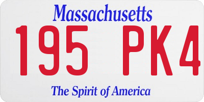 MA license plate 195PK4
