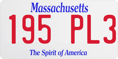 MA license plate 195PL3