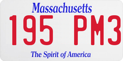 MA license plate 195PM3