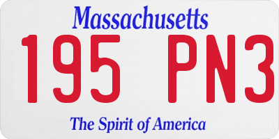 MA license plate 195PN3