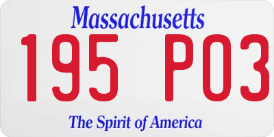 MA license plate 195PO3