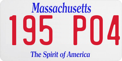 MA license plate 195PO4