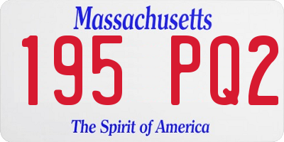 MA license plate 195PQ2