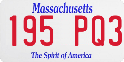 MA license plate 195PQ3