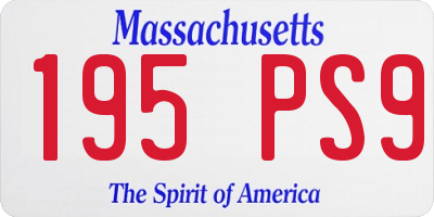MA license plate 195PS9