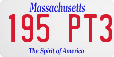MA license plate 195PT3