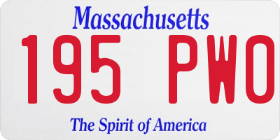 MA license plate 195PW0
