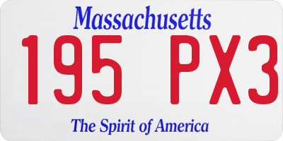 MA license plate 195PX3