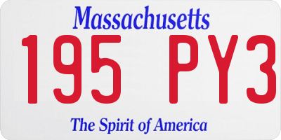 MA license plate 195PY3