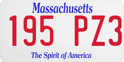 MA license plate 195PZ3