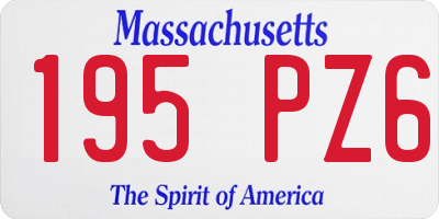 MA license plate 195PZ6