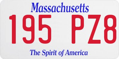 MA license plate 195PZ8
