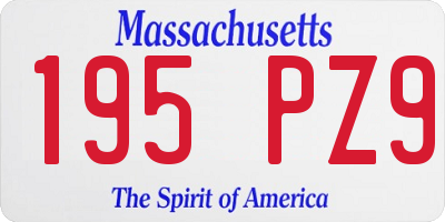 MA license plate 195PZ9