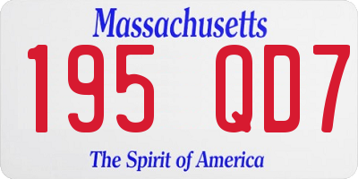 MA license plate 195QD7