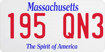 MA license plate 195QN3