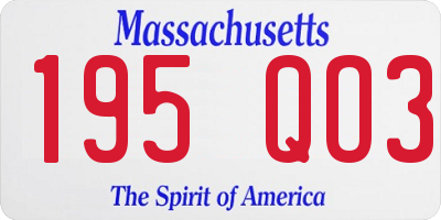 MA license plate 195QO3