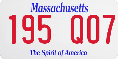MA license plate 195QO7