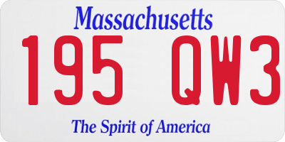MA license plate 195QW3