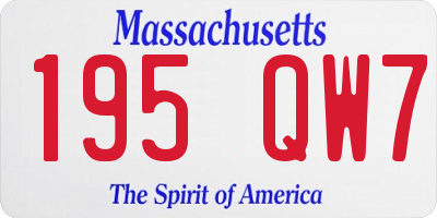 MA license plate 195QW7