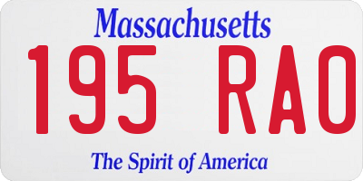 MA license plate 195RA0