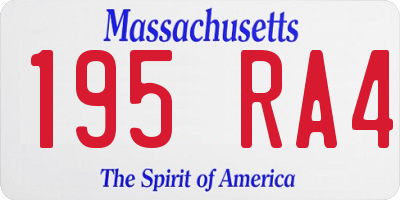 MA license plate 195RA4