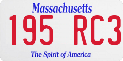 MA license plate 195RC3