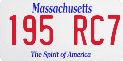 MA license plate 195RC7