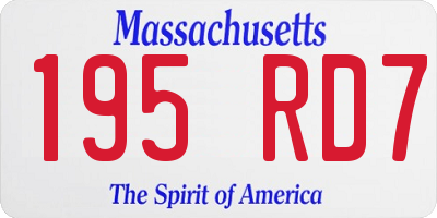 MA license plate 195RD7