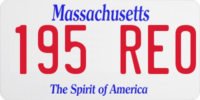 MA license plate 195RE0