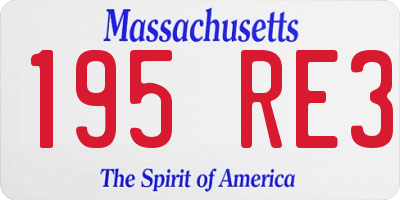 MA license plate 195RE3