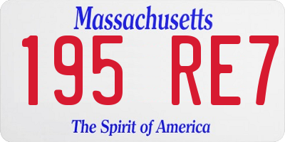 MA license plate 195RE7