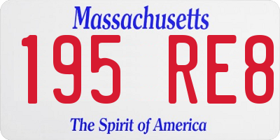 MA license plate 195RE8