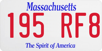 MA license plate 195RF8