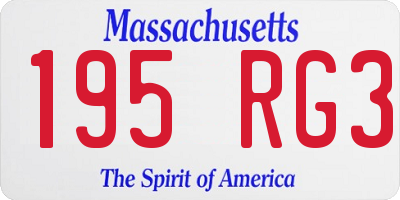 MA license plate 195RG3