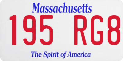 MA license plate 195RG8