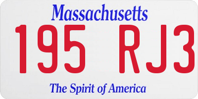 MA license plate 195RJ3