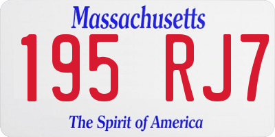 MA license plate 195RJ7
