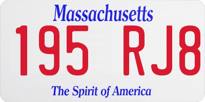 MA license plate 195RJ8