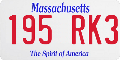 MA license plate 195RK3