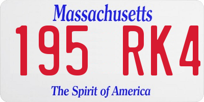 MA license plate 195RK4